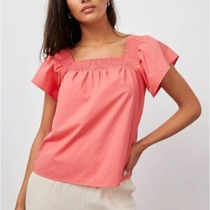 RAILS SONORA coral organic cotton cottagecore boho peasant baby doll top XL